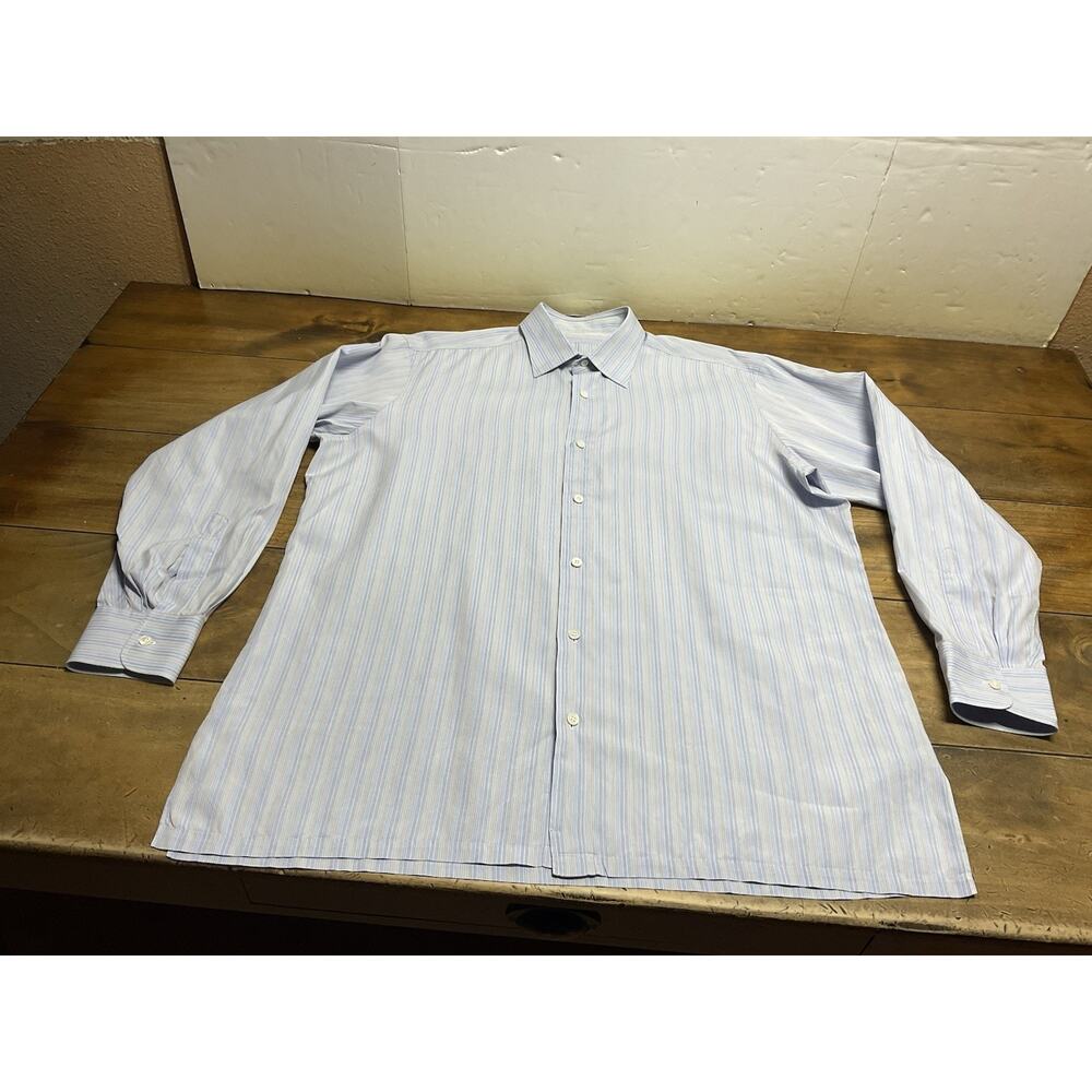 Charvet Mens Button Up Multi Stripes Dress Shirt 16.5 Made in France